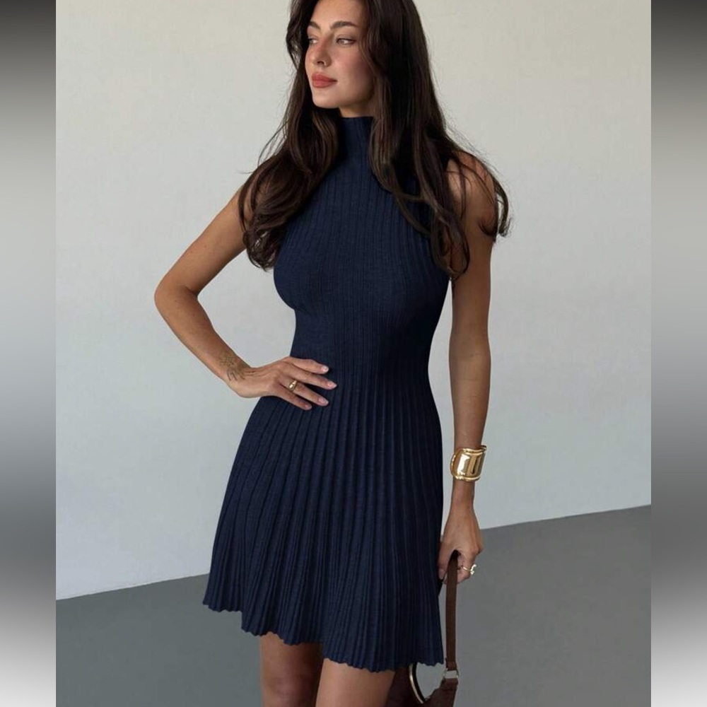 Navy sweater dress
